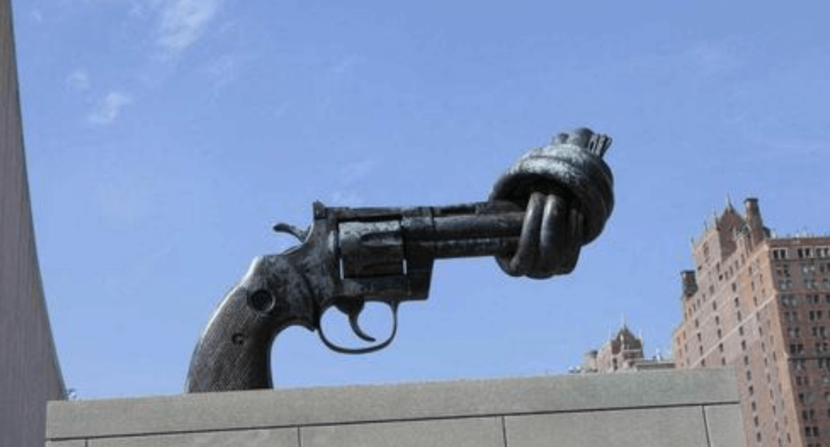Forbidden gun sculpture